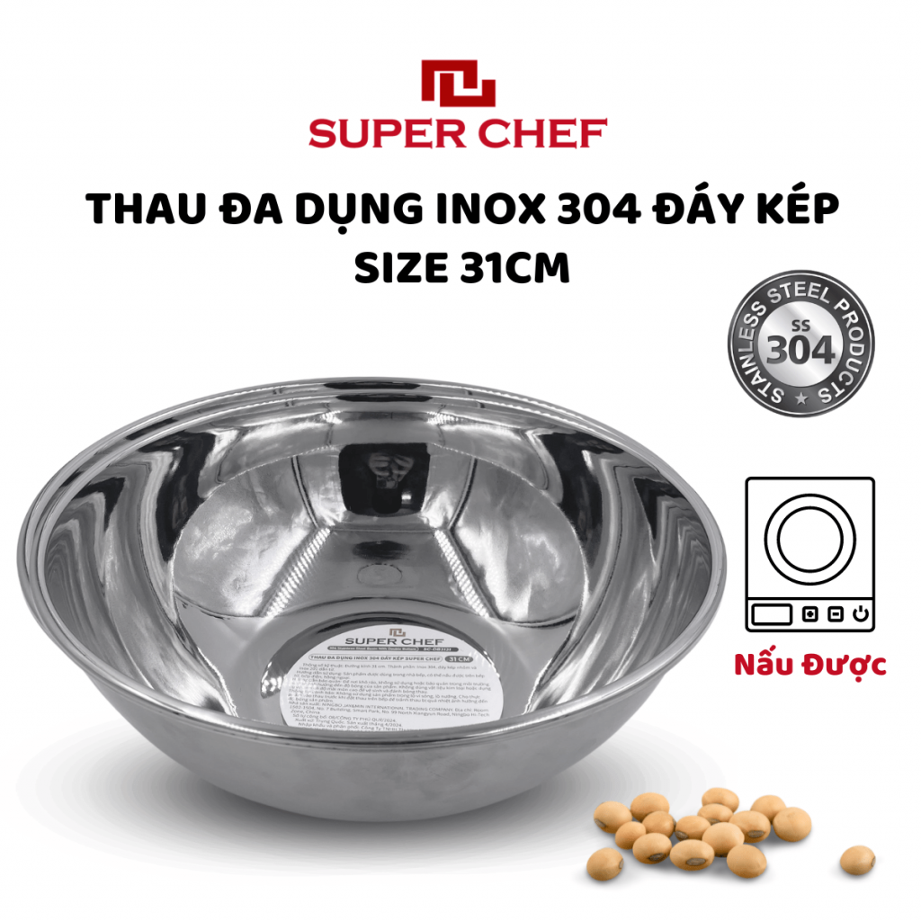 Thau đa dụng inox 304 đáy kép Super Chef